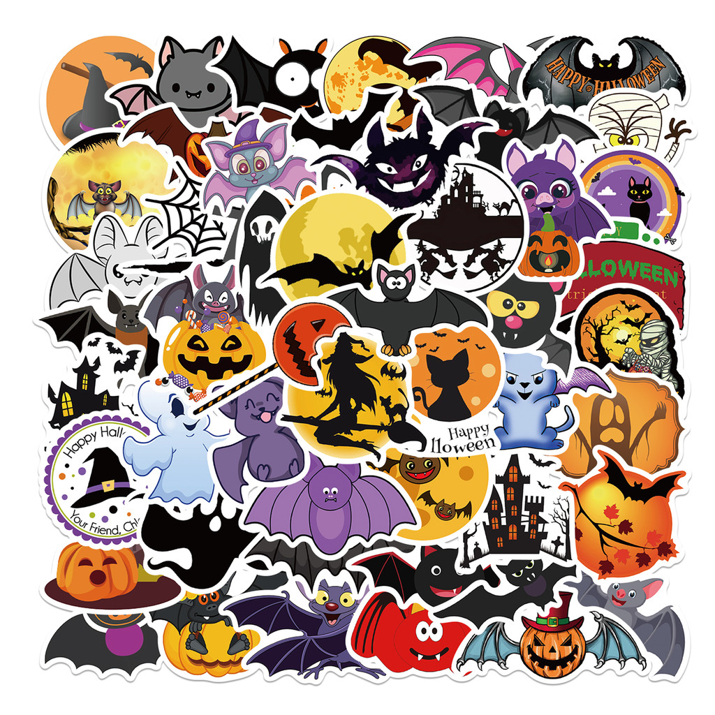 Sports Equipment Stores - 50 autocollants à motifs Halloween sombres,