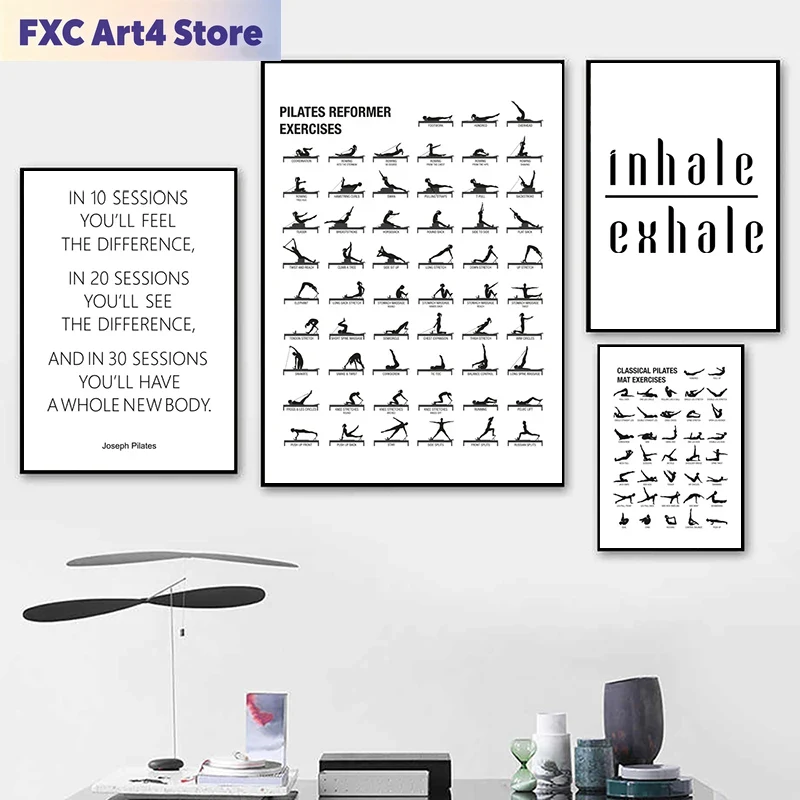 Sports Equipment Poster - Affiche de tableau d'entraînement Pilates sans
